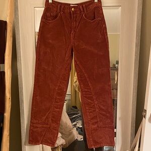 We The Free High Rise Rust Corduroy Straight Leg Pants